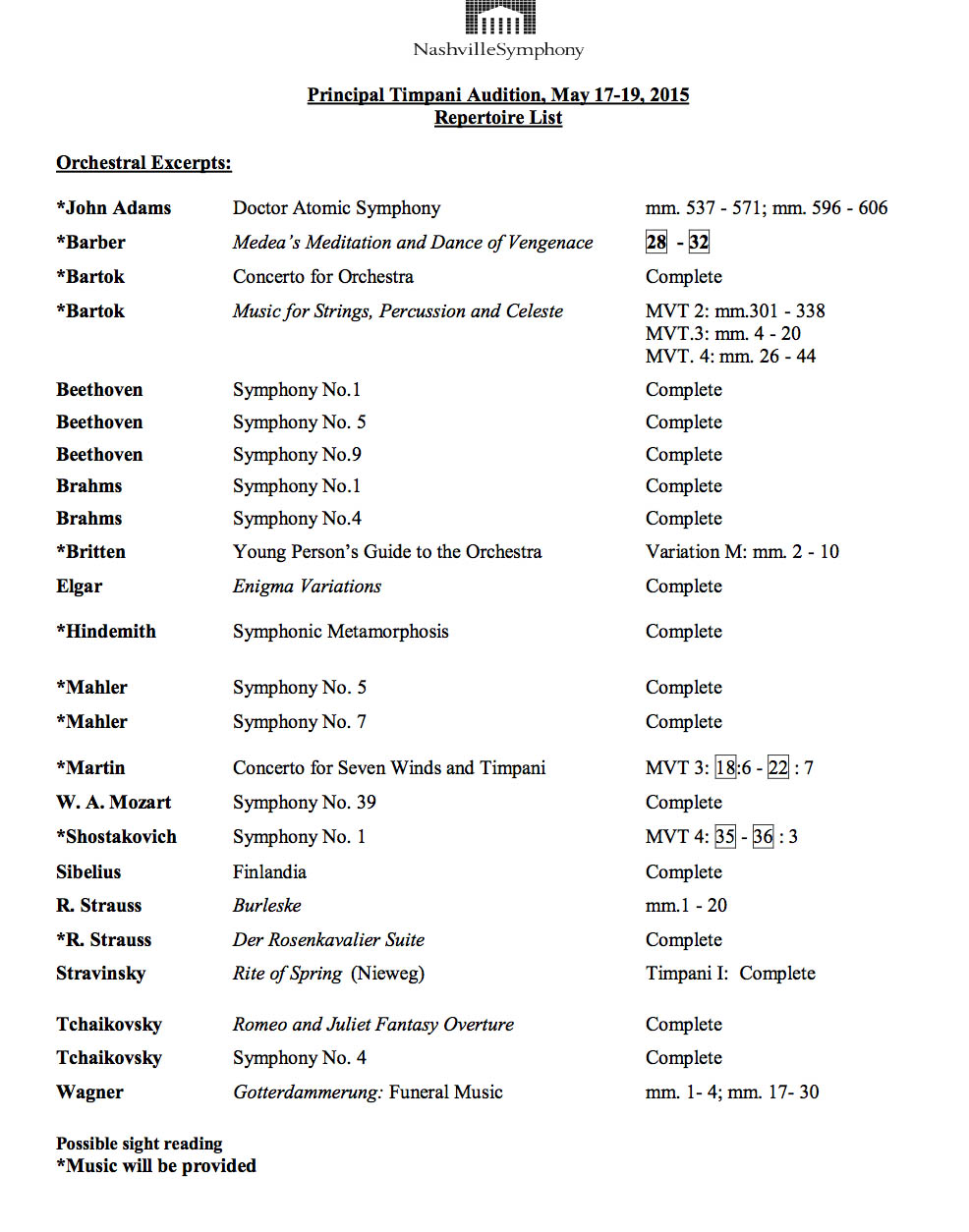 Nashville Symphony Orchestra 2015